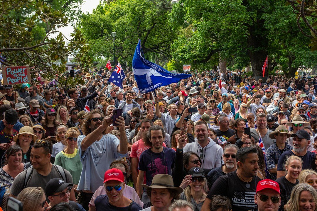 angry crowd at rally